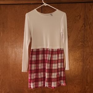 Place White and Red Plaid Casual Dress